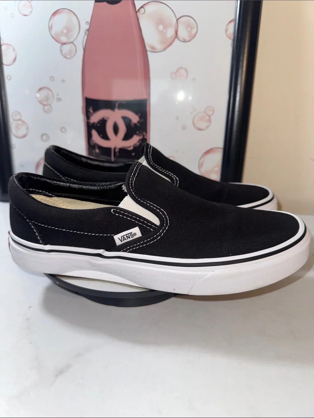 Vans Classic Unisex Black & White Slip-On Sneakers - Size 7 Men’s/ 8.5 Women’s